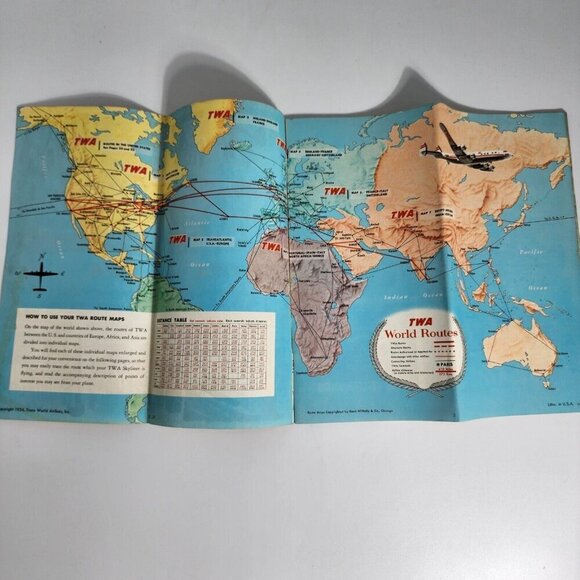 TWA International Air Routes 1954 20 Pages Booklet with Great Air Route Maps - Picture 10 of 12